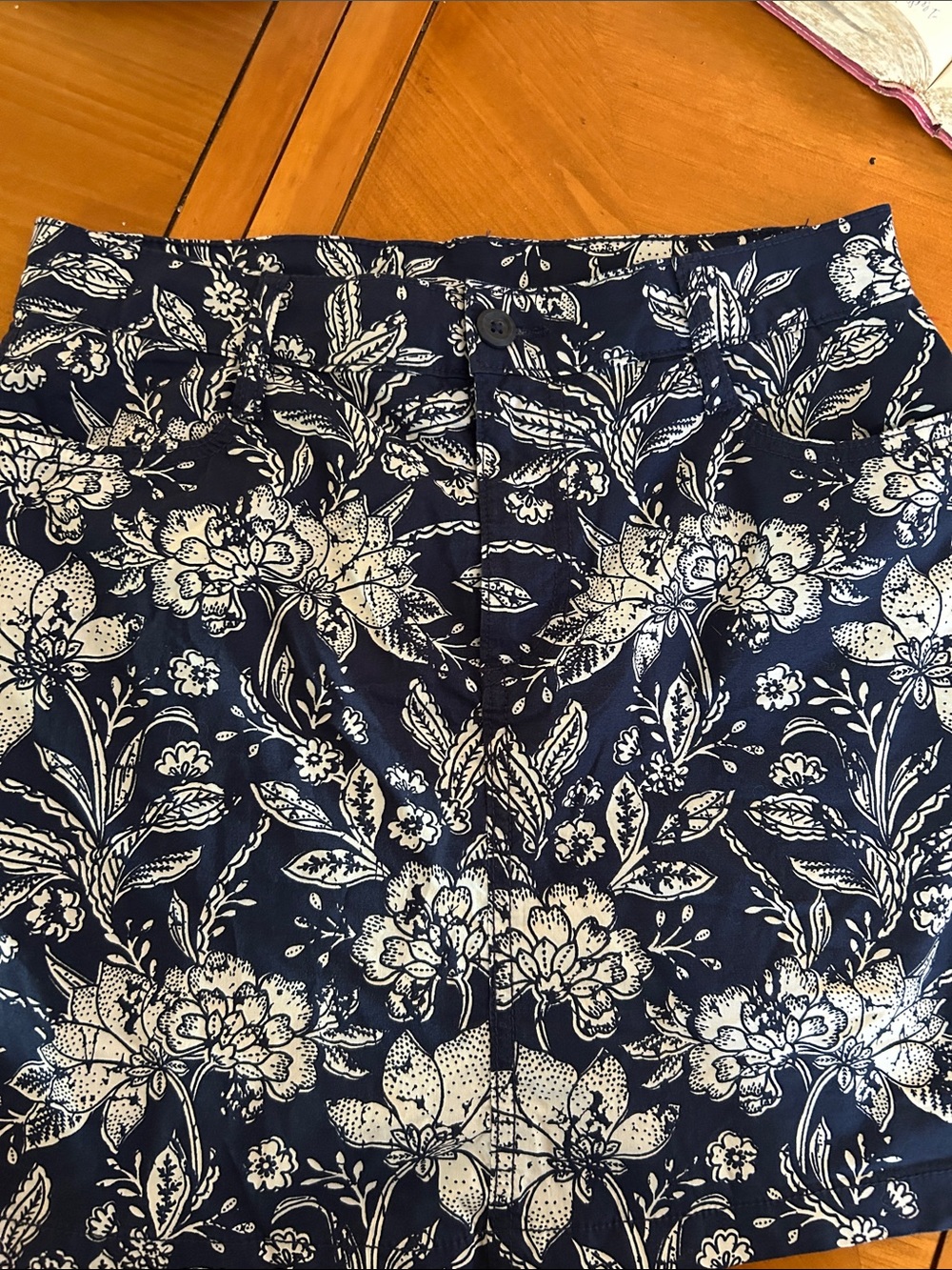 Women's Navy Blue Floral Print Skirt St John’s Bay
